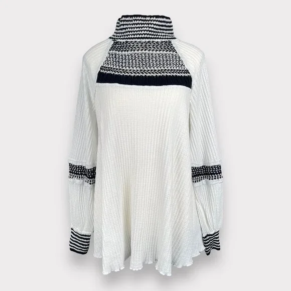 Free People Women's Snow Day Tunic Top Balloon Sleeve Knit Thermal Shirt Size S - Picture 2 of 16